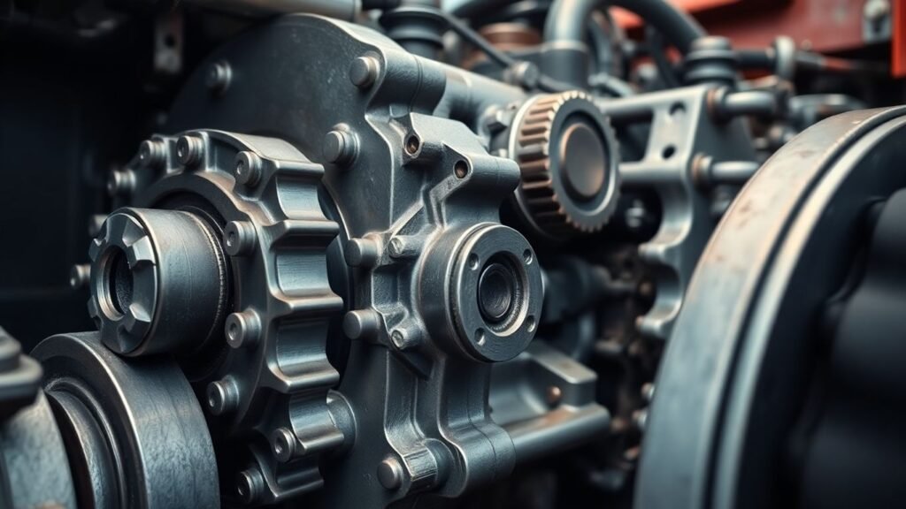 Heavy-duty truck gearbox close-up