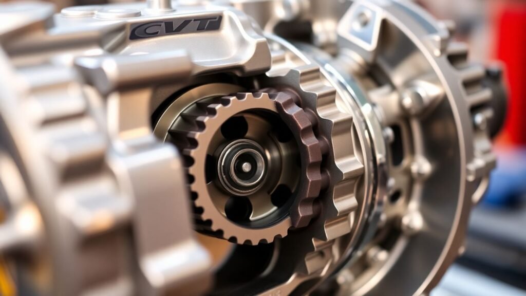CVT transmission unit with visible gears and components.