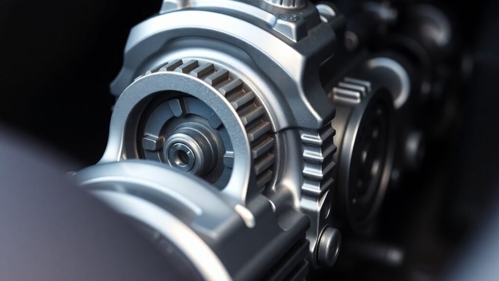 Car gearbox close-up, precision automotive part