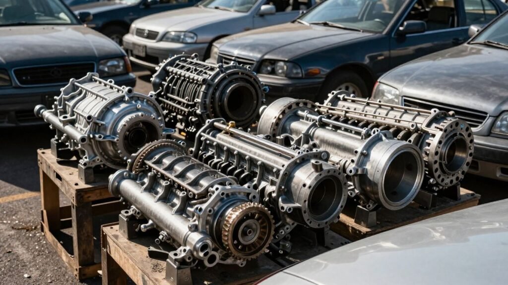 Used car transmissions at a Canberra wrecking yard.